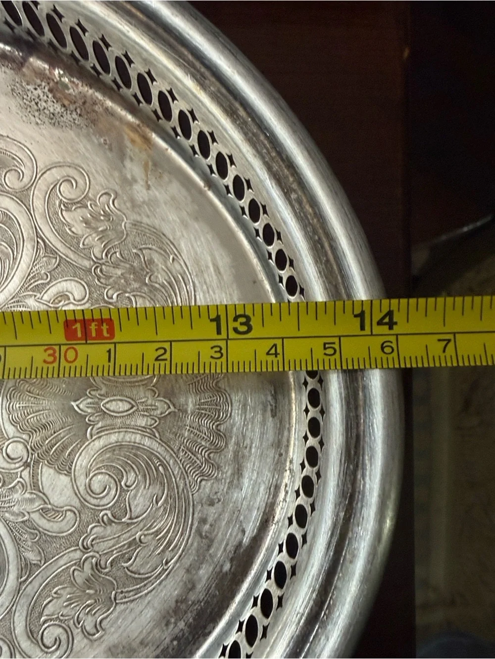 Ornate Silver Decorative Oval Serving Tray - Silver leanord silverplate stamp